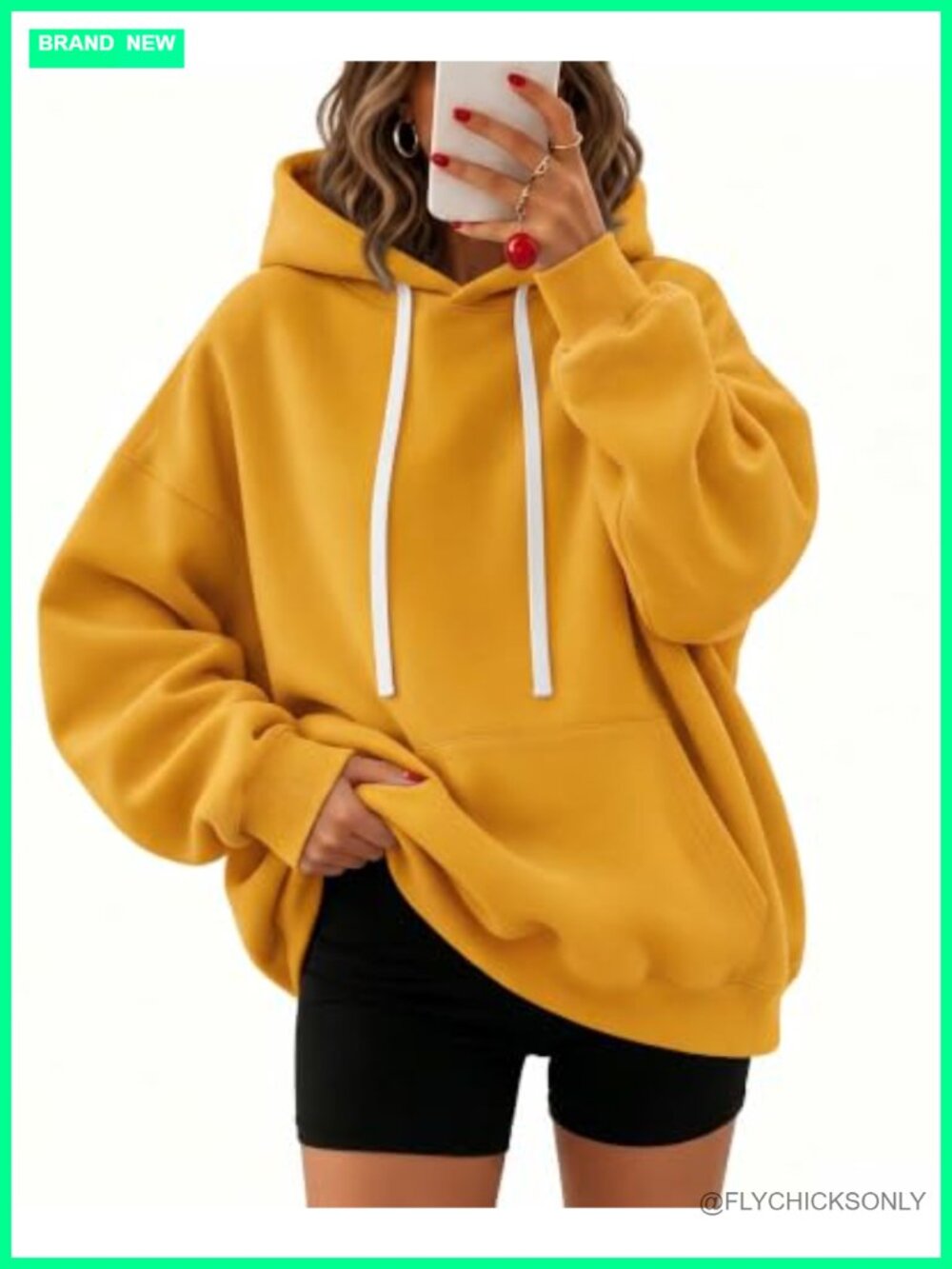 Oversized Fleece Hooded Sweatshirt Comfy Pullover Women Casual